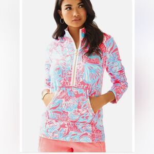 Lilly Pulitzer Summer Siren Neon Skipper Popover Pink Sun Ray Size XS